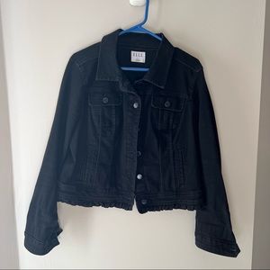 Black Denim Ruffle Trim Jacket